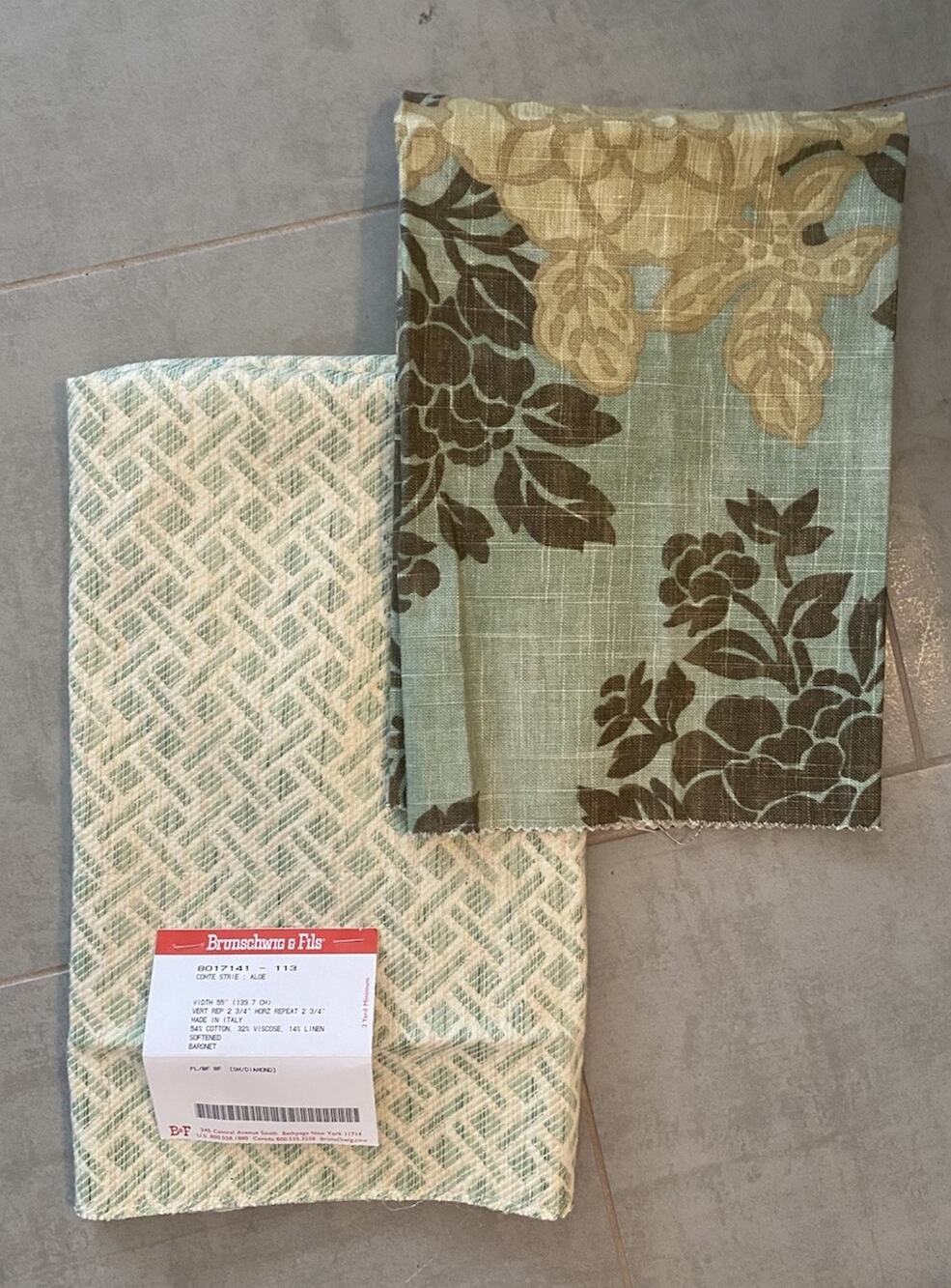 Robert Allen Belle Crest, Brunschwig Fils Comte Strie Linen Blend Fabric Samples